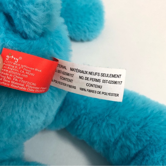 Gitzy Bunny Rabbit Plushy Stuffed Animal Blue Sequins Ears Feet Soft Toy 18”. - Picture 11 of 13